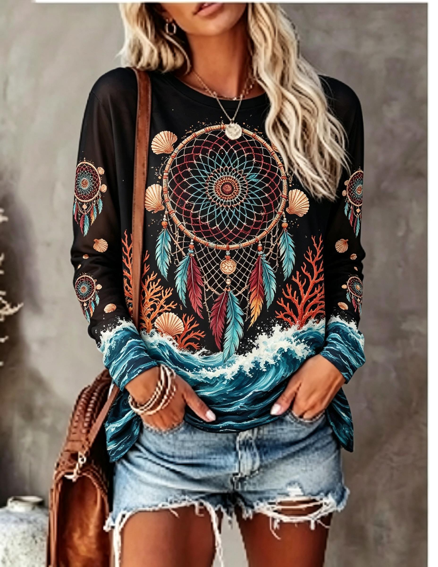 Women's Crew Neck Long Sleeve  - Shelly review and price