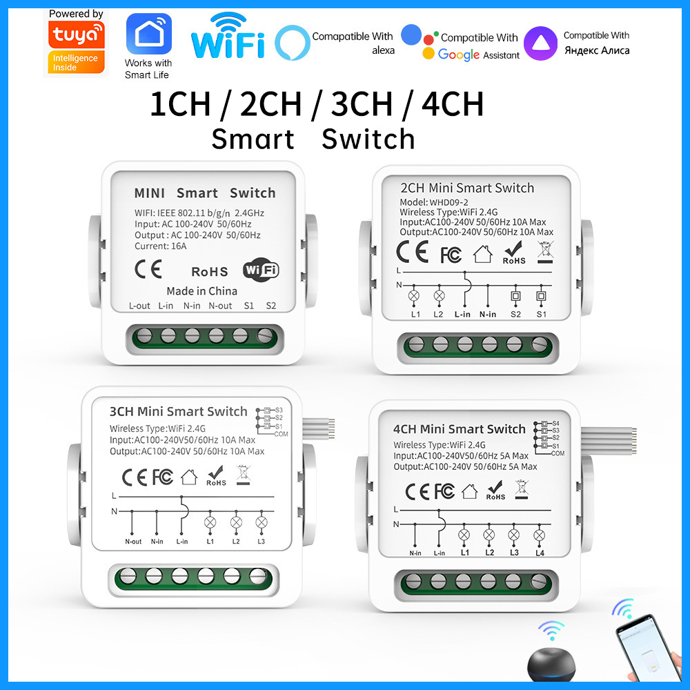 Tuya WiFi Smart Switch 1/2/3/4 - Tuya 4 Channel review and price