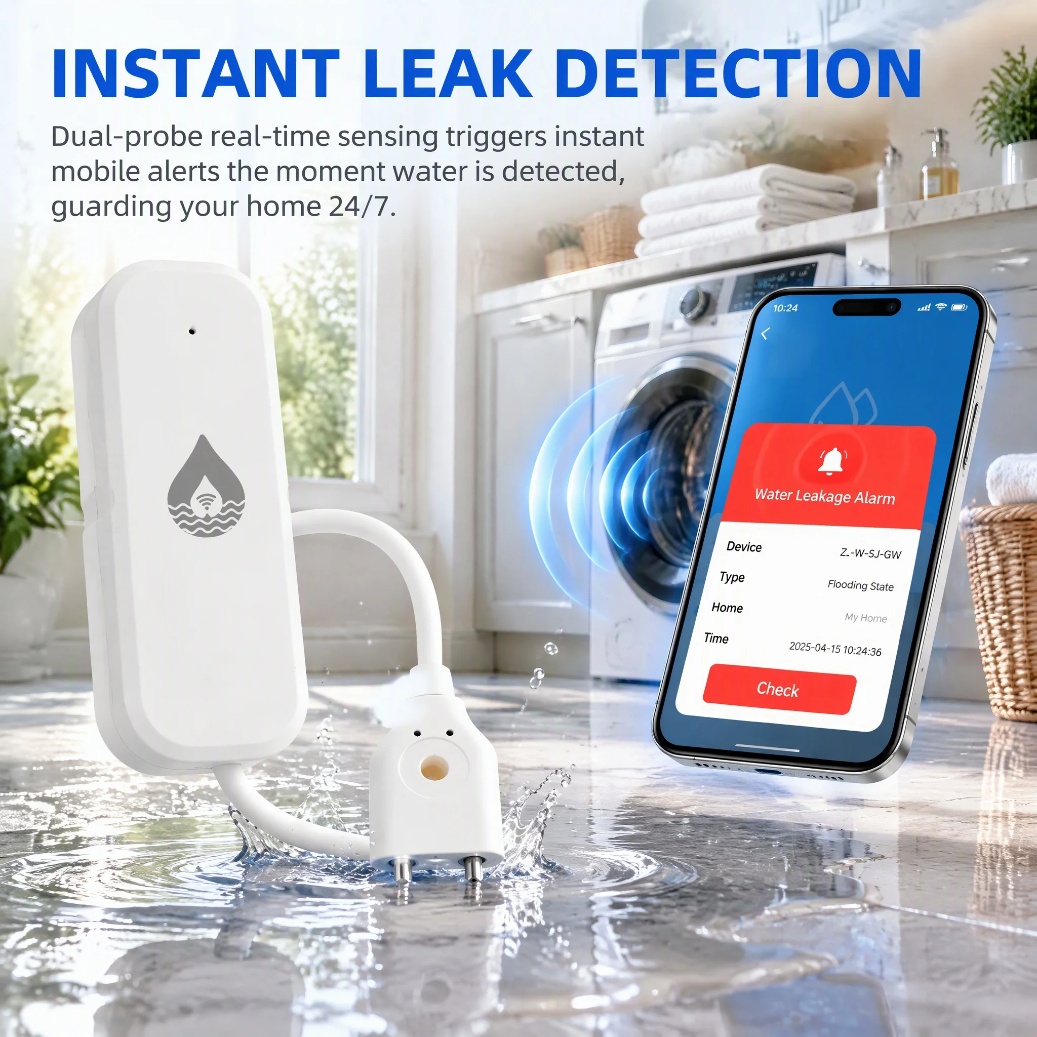 Smart WiFi Water Leak Detector - Home Assistant Tuya review and price